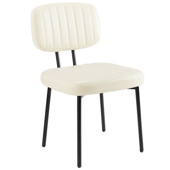 Gianna Set of 2 Faux Leather Dining Chairs with Metal Frame – Stylish Desk Chairs for Kitchen, Living Room, and Bedroom in White