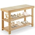 thumbnail image 1 of Gianna Shoe Rack Bench, 3-Tier Bamboo Storage Organizer, Wood, 1 of 5
