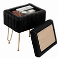 thumbnail image 1 of Gianna Square Ottoman with Table Top, Comfortable Footrest With Storage, Vanity Stool Suitable for Living Room，Bedroom, Black, 1 of 5
