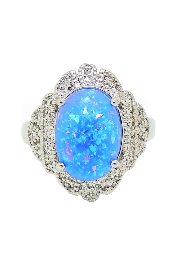 Gianna Statement Ring Oval Shape Blue Fire Opal Womens Ginger Lyne Collection