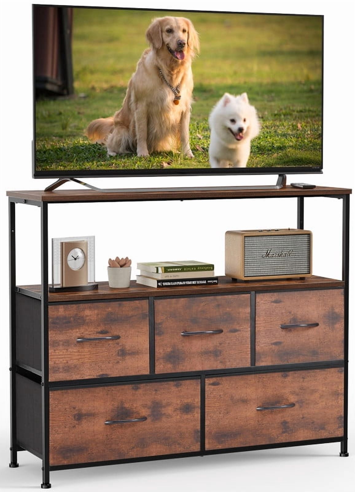 KLMM Rustic Solid Wood 48'' Sideboard Console Table With 2 Drawers And Cabinets And Bottom Shelf,Storage Cabinet For Living Room Kitchen Dining Room (Brown@Drawers - View #4
