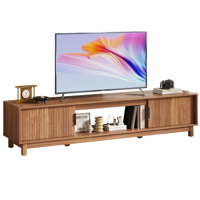Gianna TV Stand, Entertainment Center Media Console Table with Storage Cabinet, Mid Century Modern Wood Television Furniture with Cable Management Hole for Living Room, Office and Bedroom, 70" Wide