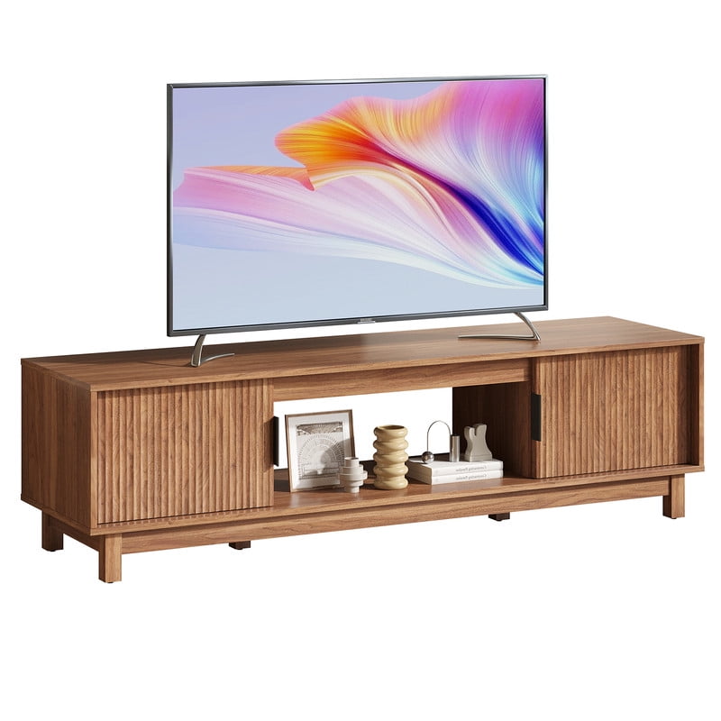 Gianna TV Stand, Entertainment Center Media Console Table with Storage Cabinet, Mid Century Modern Wood Television Furniture with Cable Management Hole for Living Room, Office and Bedroom, 58" Wide