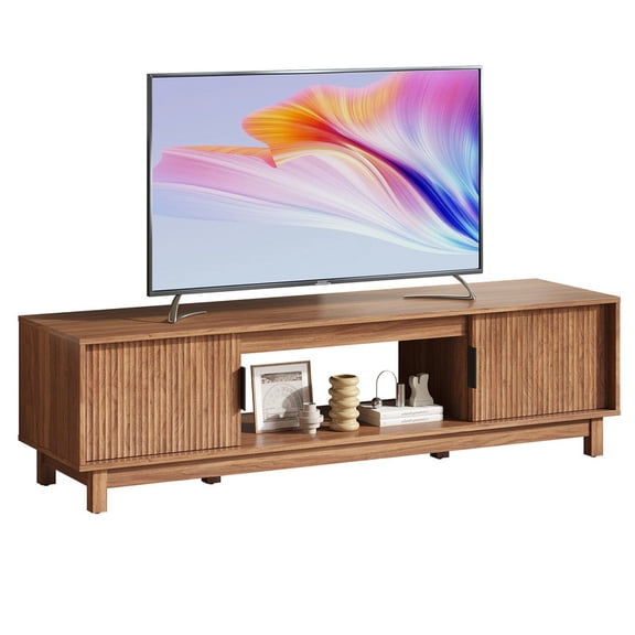 Gianna TV Stand, Entertainment Center Media Console Table with Storage Cabinet, Mid Century Modern Wood Television Furniture with Cable Management Hole for Living Room, Office and Bedroom, 58" Wide
