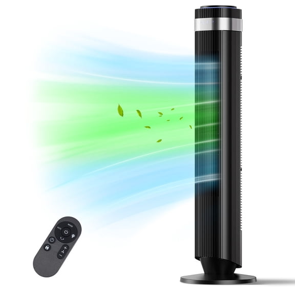 Gianna Tower Fan for Bedroom, 28dB Silent Standing Fan with 12H Timer, Smart Auto Mode, 64°Oscillating Bladeless Cooling Fan for Home Office, Black