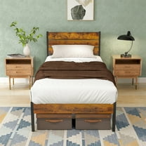 Gianna Twin Size Bed Frame with Storage, Heavy Duty Metal Platform, Quiet Design, Tool-Free Assembly, No Box Spring Required