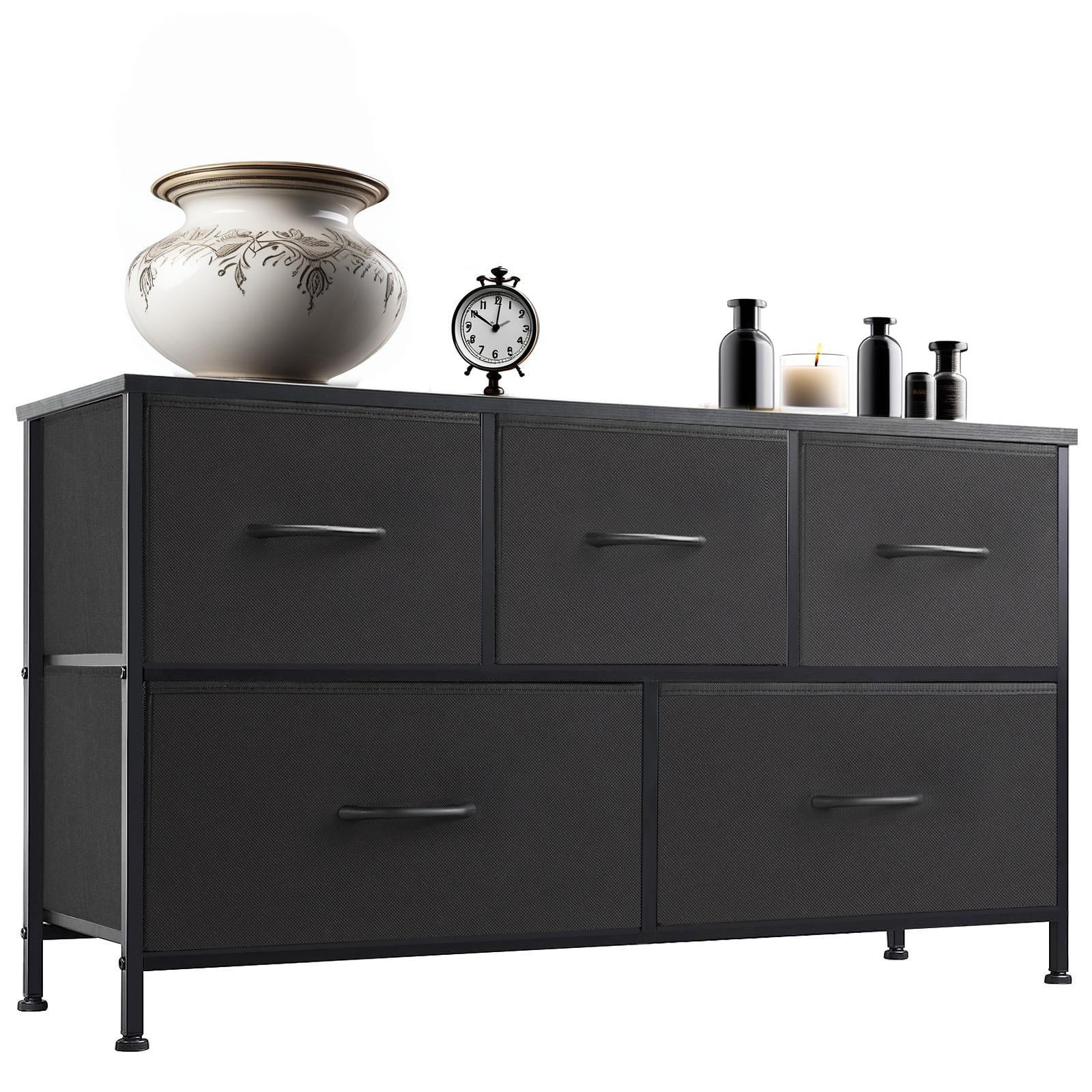 Gianna 5-Drawer Dresser, Large Capacity Fabric Organizer, Black