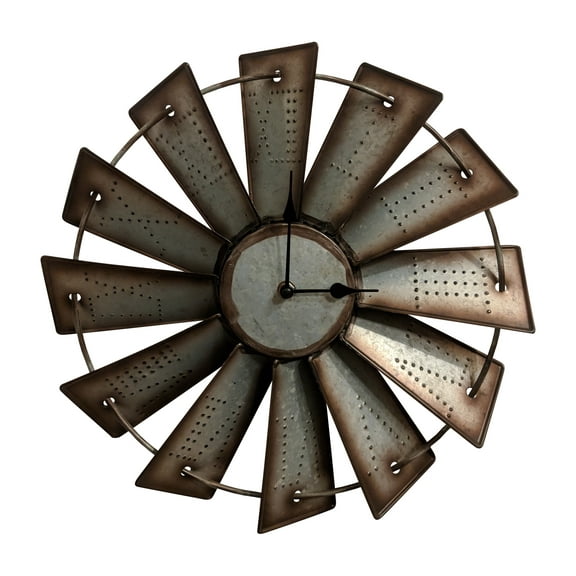 Gianna's Home Rustic Farmhouse Metal Windmill Wall Clock 14 1/2 in.