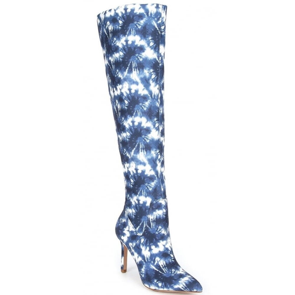 Gianni Bini Zenner Blue Tie Dye Knee High Boots Stiletto Heel Size 5 Walmart