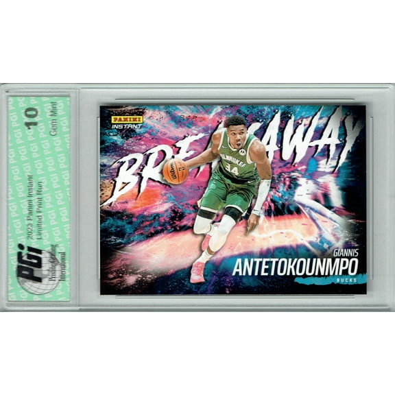 Giannis Antetokounmpo 2023 Panini Instant #B18 Breakaway SP 1/4085 Trading Card PGI 10
