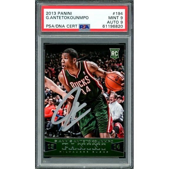 Giannis Antetokounmpo Autographed 2013 Panini Rookie Card #194 Milwaukee Bucks PSA 9 Auto Grade Mint 9 PSA/DNA #61196820