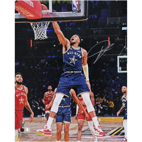 Giannis Antetokounmpo Milwaukee Bucks Autographed 16" x 20" 2024 NBA All-Star Game Dunking Photo - Fanatics Authentic Certified
