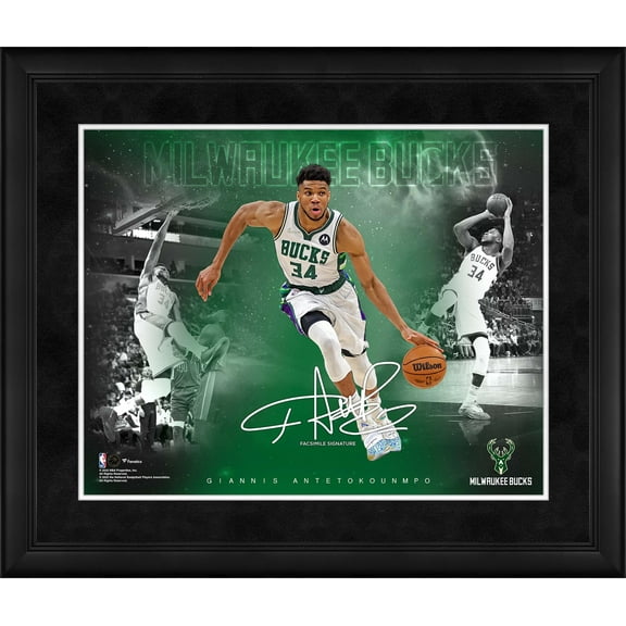 Giannis Antetokounmpo Milwaukee Bucks Facsimile Signature Framed 16" x 20" Stars of the Game Collage