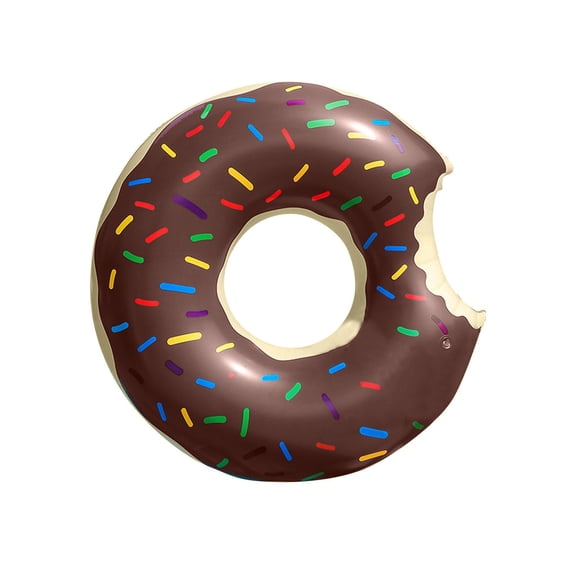 Giant 35.5-Inch Inflatable Chocolate Donut Swimming Pool Float with Sprinkles and Bite Mark - Summer Fun and Comfort for All Ages
