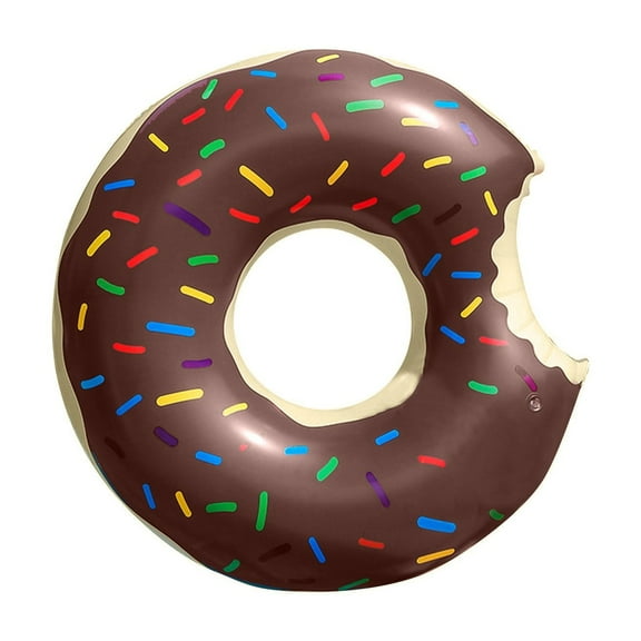 Giant 35.5-Inch Inflatable Chocolate Donut Swimming Pool Float with Sprinkles and Bite Mark - Summer Fun and Comfort for All Ages