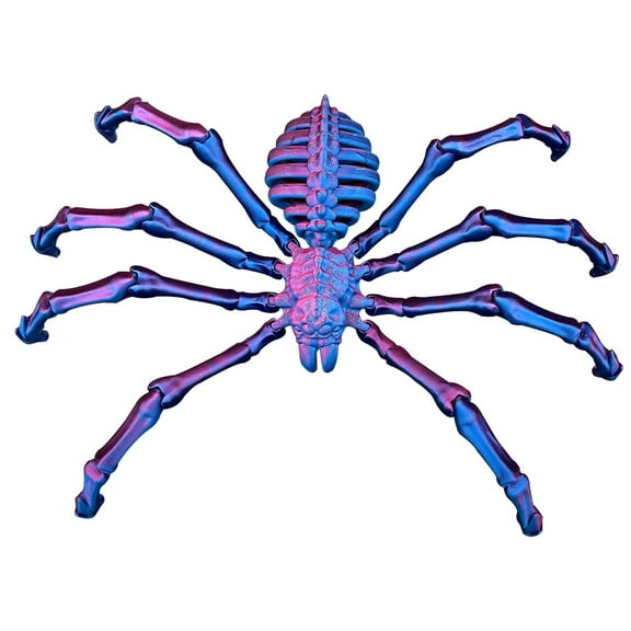 Giant 3D Printed Articulated Spider Toy - Extendable Movable Joints, Realistic Wolf Spider Skeleton for Halloween Decor, Office Desk Prank, Spooky Home Decor