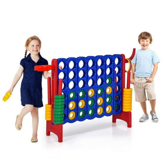 4-in-a-Row Game Set 3-in-1 Combo Giant Outdoor Includes Basketball and Rings 2.5ft
