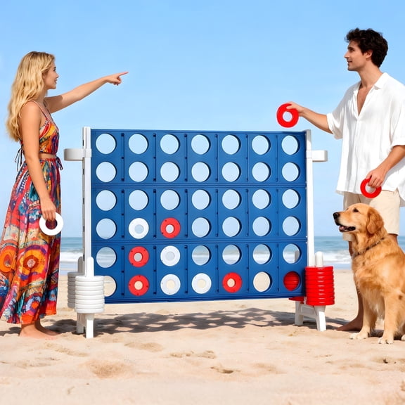 Giant 4-in-a-Row Outdoor Game Set for Kids and Adults, Jumbo 4-to-Score Game for Family Party Games Birthday Gifts