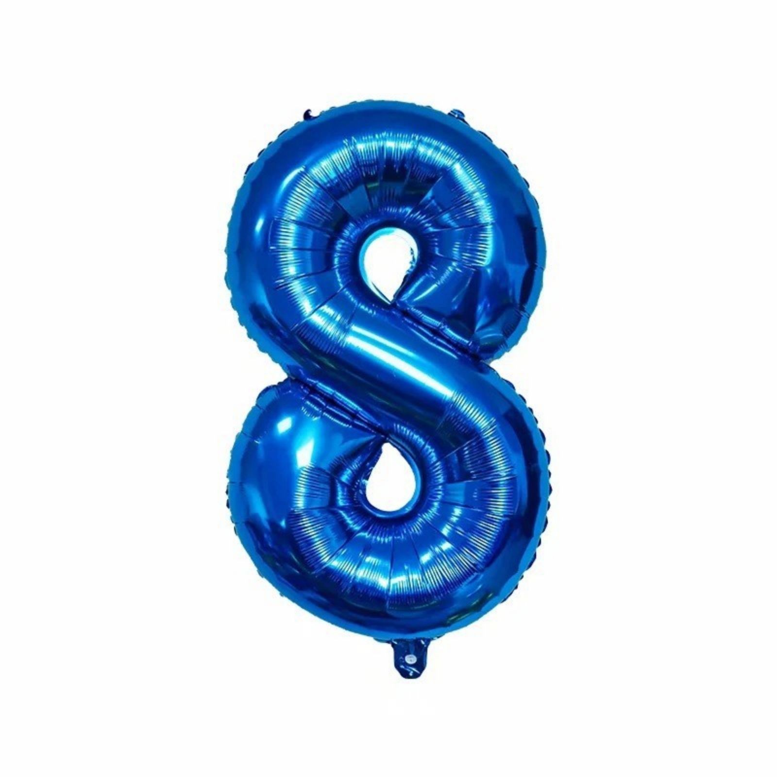 Giant 40-Inch Blue Number 8 Foil Balloon for Birthday Party Decorations, Anniversary Celebrations, and Events