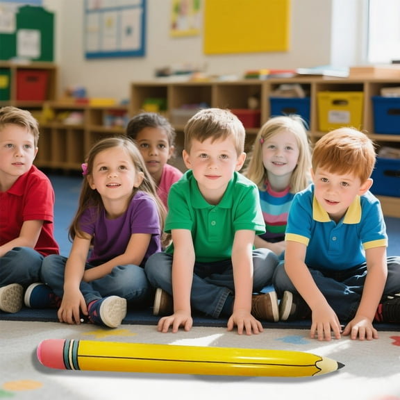 Giant 43-Inch Inflatable Pencil for Back-To-School Party Decorations, Reusable Tear-Resistant Pvc Material, Fun Activity Props for Kids Classroom Bulletin Boards and Photo