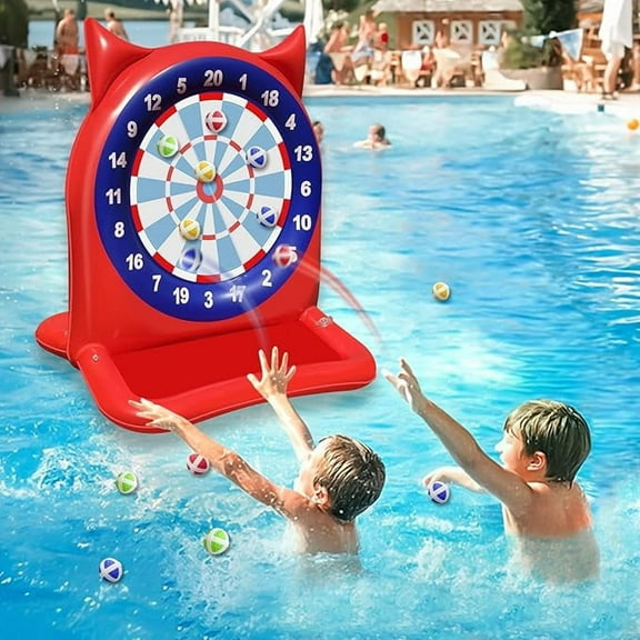 Giant 47" Inflatable Dart Board Game with 12 Balls - Pool Floats, Water Games for Teens Adults - Backyard Beach Outdoor Play - Family Sports Party Gift for Boys Girls Ages 3-12,Red