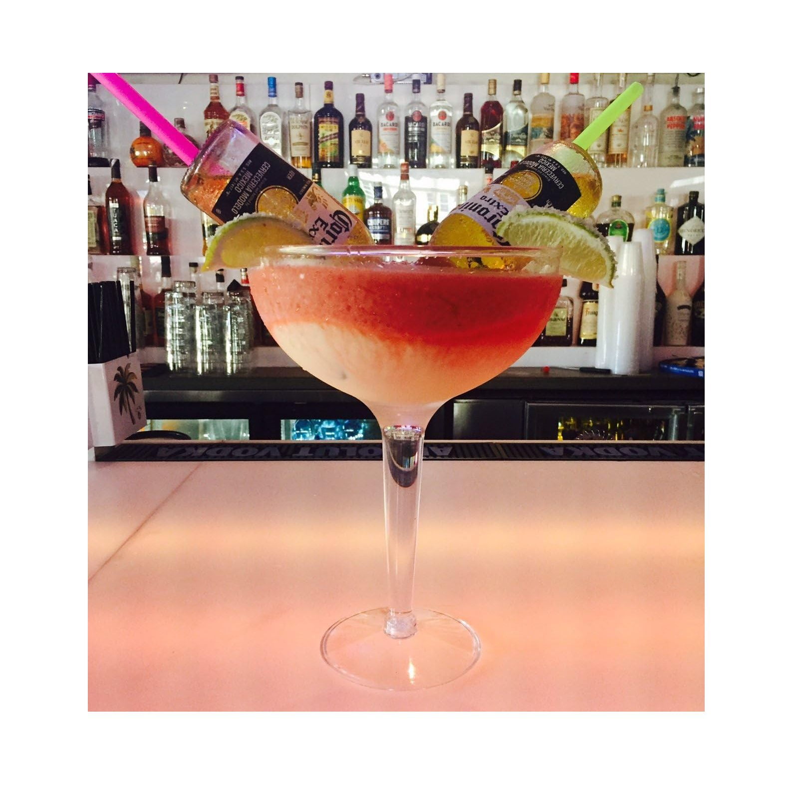 Giant 55 oz margarita plastic cup. Fishbowl glass