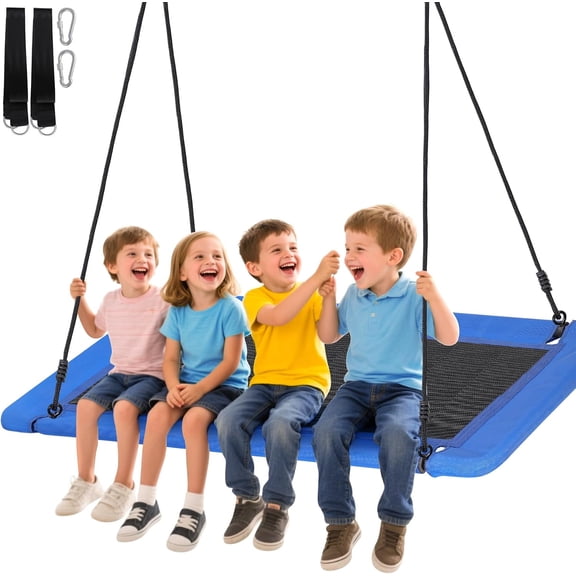 Giant 60" Platform Tree Swing for Kids and Adults, 700lbs Adjustable Hanging Straps Rectangle Outdoor Swing, Waterproof Backyard Playground Play Equipment