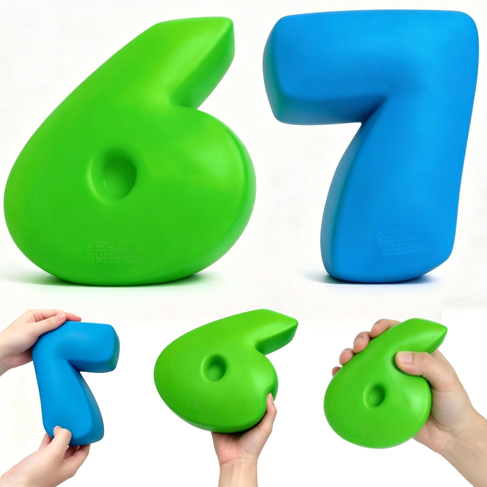 Giant 67 Squishy,5.91 inch 67 Jumbo 67 Squishies,Quite Soft Rubber Arabic numerals 6 & 7 Shape Stress Balls,Stress Relief Squeeze Stretchy 6-7 Squishy,Classroom Prize, Gifts for Adults
