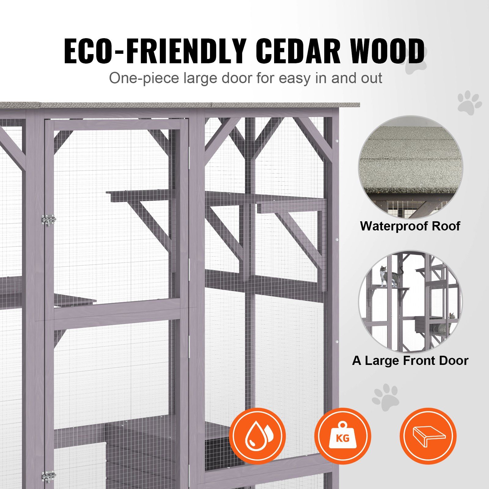 Giant 7-Story Catio Outdoor Cat Cage, 71" Enclosure with 5 Activity Platforms, 2 Private Bedrooms & Oversized Front Door