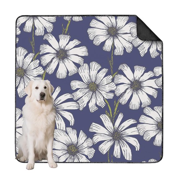 Giant 72x72 Inch Flower Print Dog Pad Washable, Reusable Absorbent Puppy Potty Training Mat, Multi-Layer Leak Protection for Sofas & Pet Beds