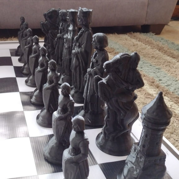 DJRV Giant Medieval King Arthur Chess Set, Kings are over 8" tall, 32 Pieces, Indoor Outdoor
