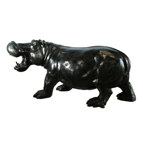 Giant Aluminum Hippopotamus Statue with Open Mouth Display 61" x 32" x 32"H