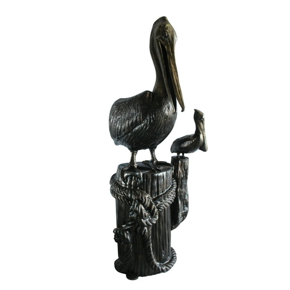 Giant Aluminum Mama Pelican with Baby Pelican Statue on Post 40" x 33" x 78"H