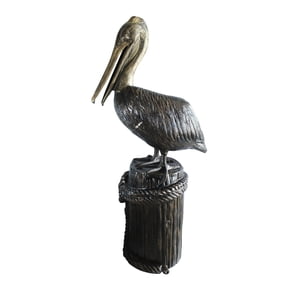 Nifao Giant Aluminum Pelican Statue Standing on Dock Post Sculpture – Aluminum Sculpture, Home Decor, 40"L x 33"W x 78"H