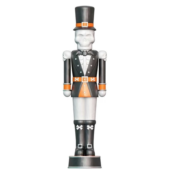 Way To Celebrate Halloween Giant Animated Skeleton Nutcracker Decoration, Traditional Black, White and Orange, 72 in