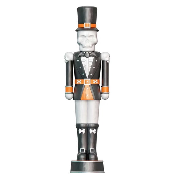 Giant Animated Skeleton Nutcracker Decoration, Black and Orange, 72", Halloween by Way To Celebrate