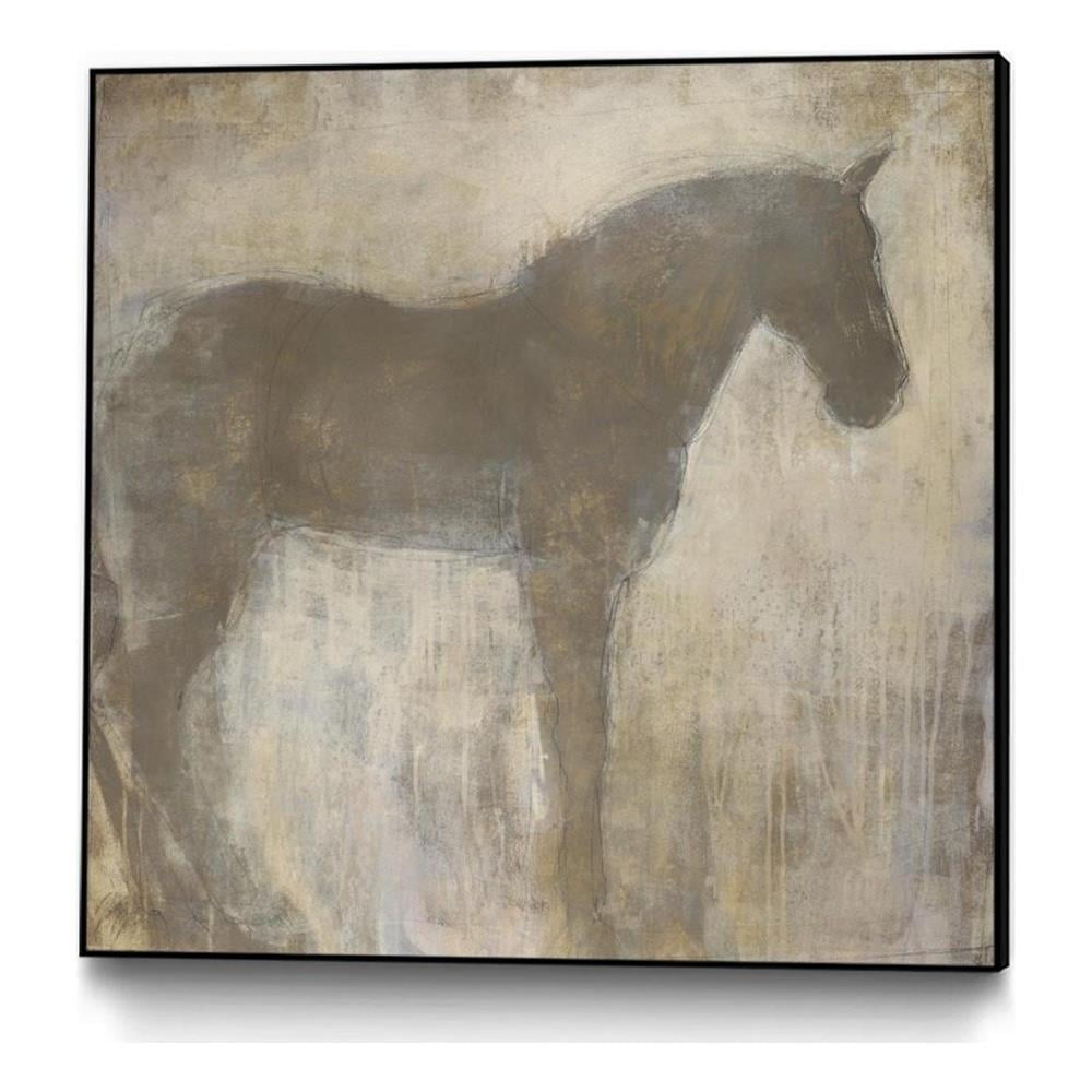 Large Framed Equine Canvas Art in Neutral Tones
