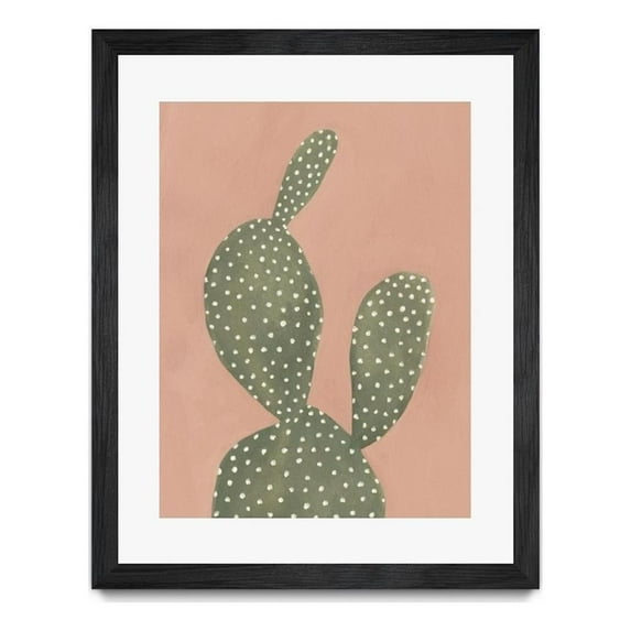 Giant Art 24x32 Coral Cacti I Matted and Framed in Multi-Color