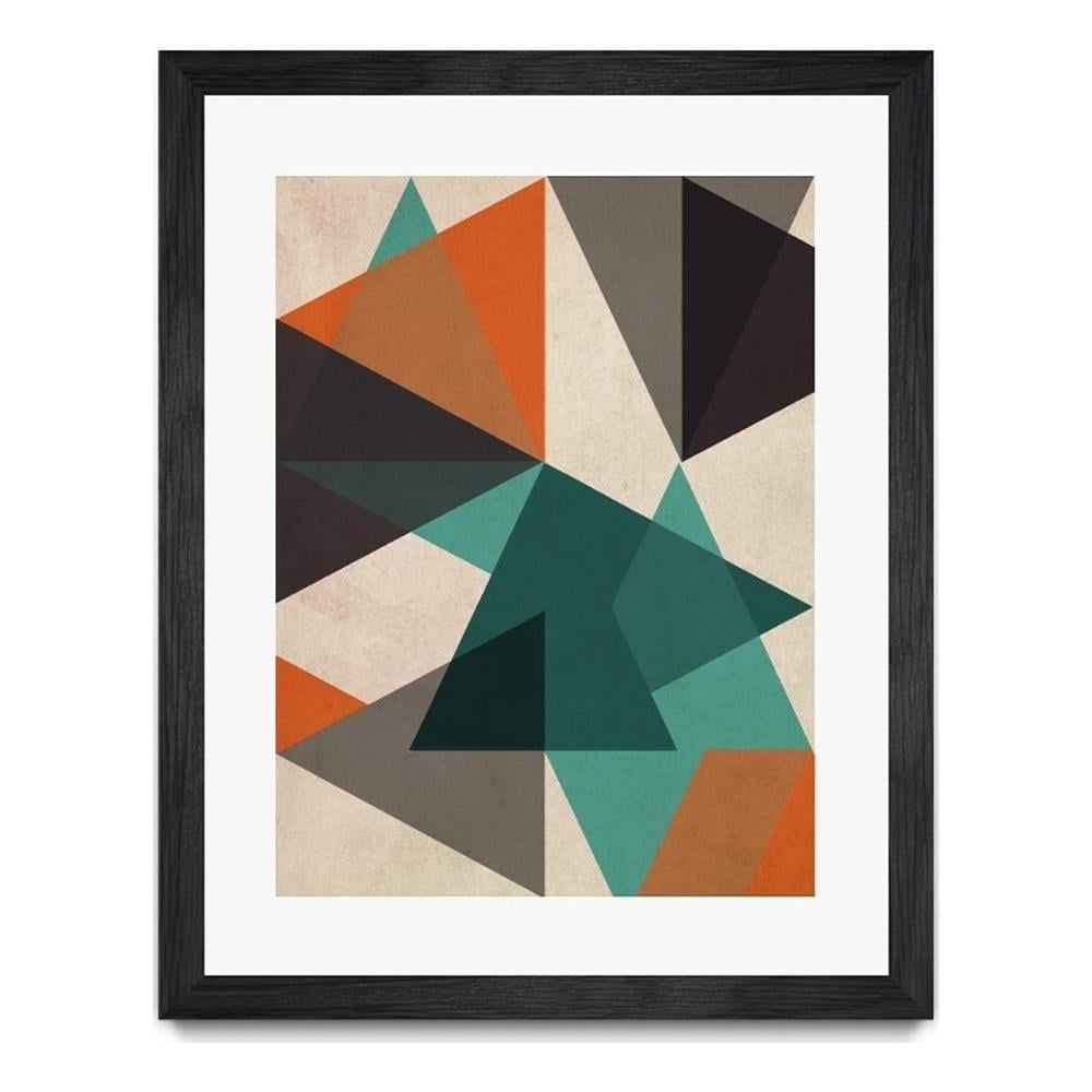 Contemporary Multicolor Geometric Canvas Art with Black Frame