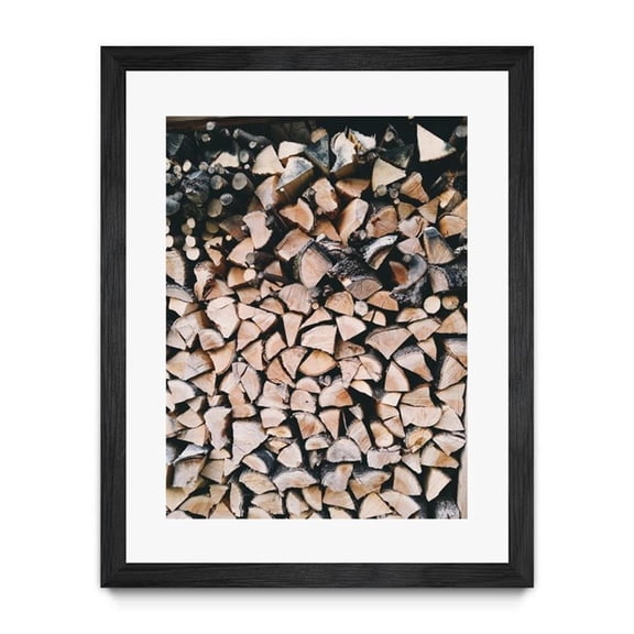 Giant Art 24x32 Logs Matted and Framed in Multi-Color