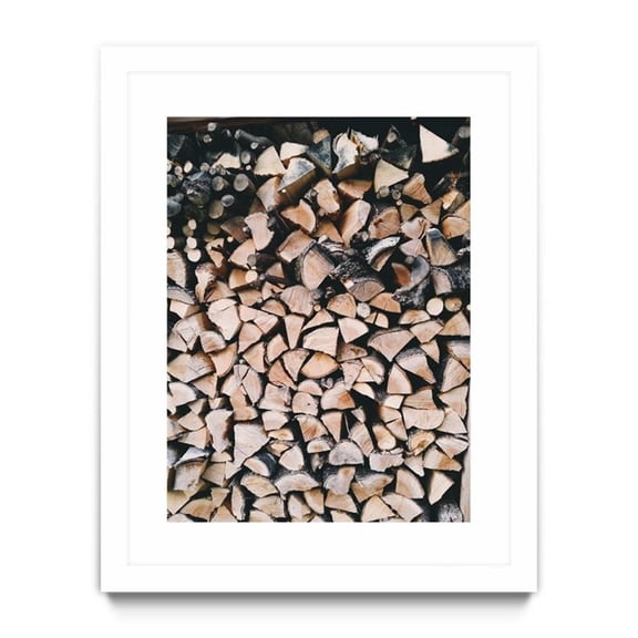 Giant Art 24x32 Logs Matted and Framed in Multi-Color