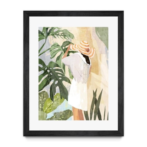 Giant Art 24x32 Plant Lady III Matted and Framed in Yellow