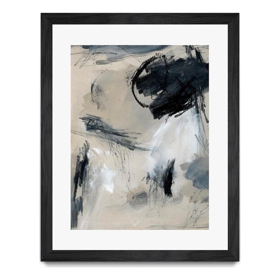 Giant Art 24x32 Scribble Abstract I Matted and Framed in Multi-Color