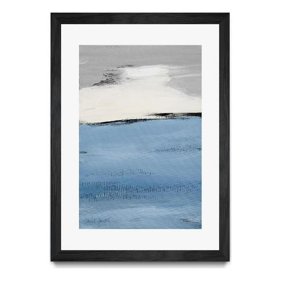 Giant Art 24x36 Blue Flatlands II Matted and Framed in White