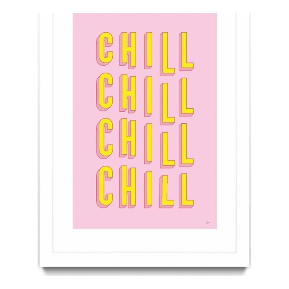 Chill Pink and Yellow 24x36 Matted Framed Canvas Art