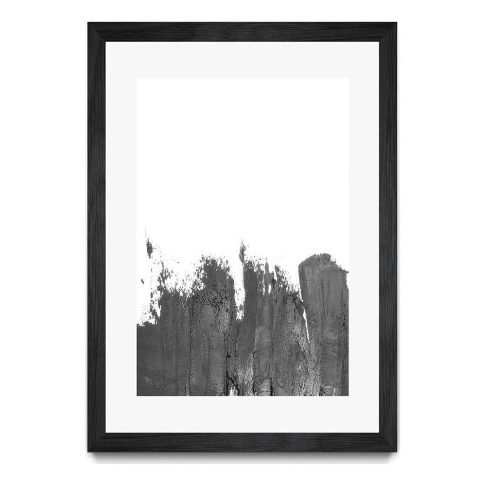 Large Black and White Abstract Canvas Art with Black Frame