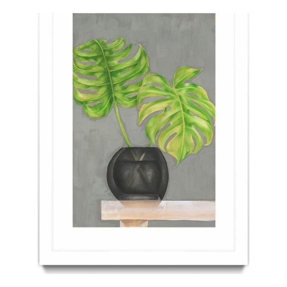 Giant Art 24x36 Frond in Vase I Matted and Framed in Green