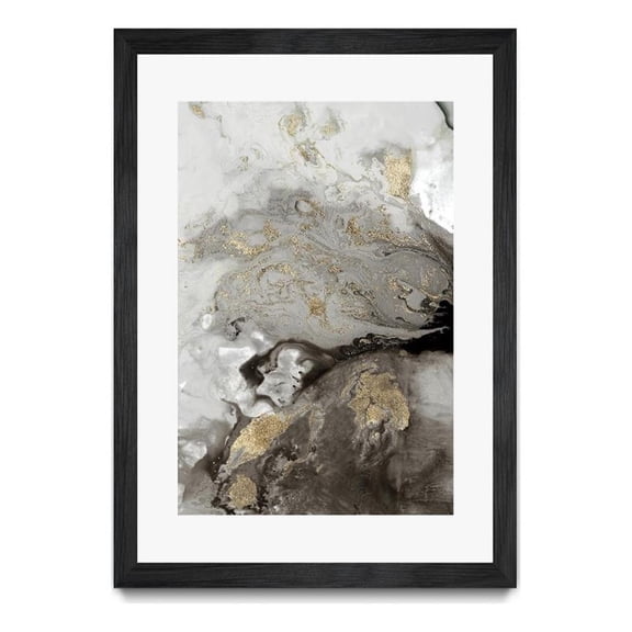 Giant Art 24x36 Ocean Splash I Grey Version Matted and Framed in Multi-Color