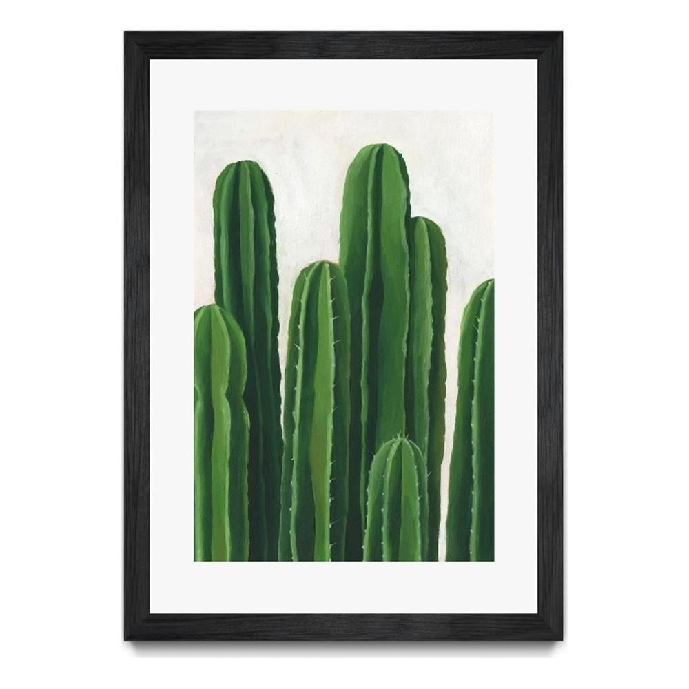 Green Cactus Southwestern Matted and Framed 24x36 Poster