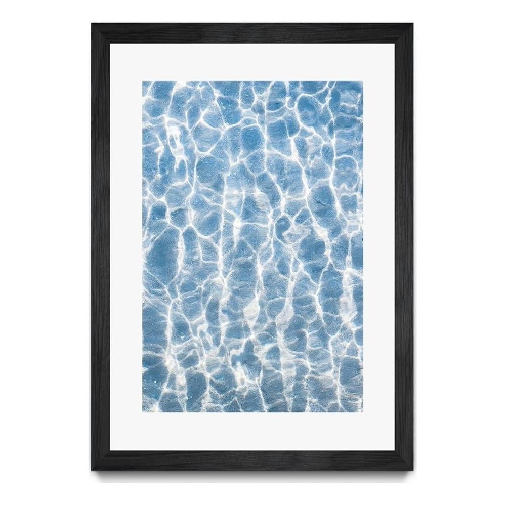 Large Blue and White Water Ripple Framed Poster